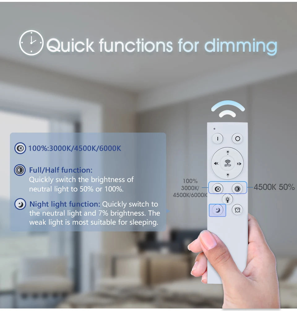 MARPOU Smart Ceiling Light LED - Dimmable Modern Ceiling Lamp with APP & Remote Control | 3 Size Options, 3000K-6500K Color Temperature, 20%-100% Brightness