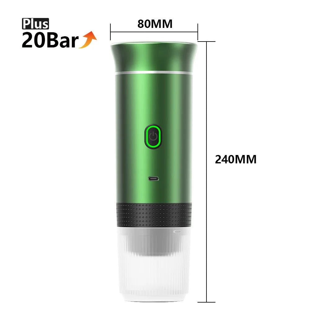 DENOKIN Portable Espresso Machine 3-in-1 | 20 Bar Pressure with Heating Function, Compatible with Ground Coffee & Capsules | USB-C Rechargeable for Travel, Camping & Home
