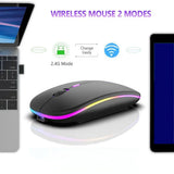 Congdi Silent Wireless Mouse - Bluetooth & 2.4GHz Dual Mode Rechargeable Mouse with LED Backlight | 1600 DPI Portable Mouse for Laptop, Tablet & PC