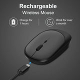 Congdi Dual Mode Wireless Mouse - Bluetooth & 2.4GHz Rechargeable Silent Mouse with 1600 DPI | 4-Button Opto-Electronic Mouse for Laptop, PC, iPad & MacBook