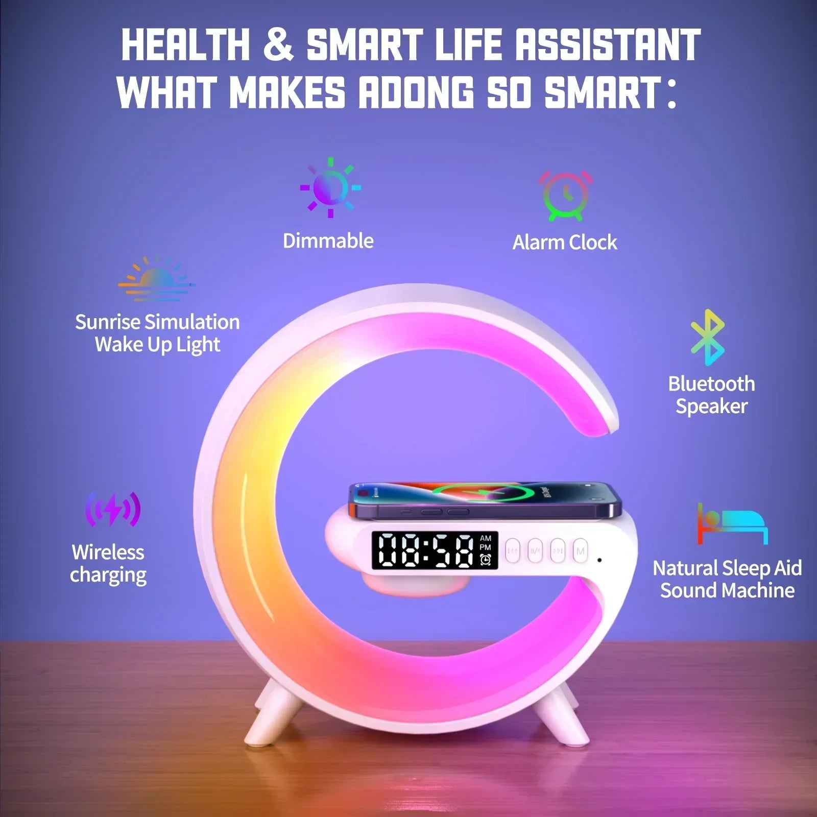VIKEFON 15W Magnetic Wireless Charger Stand for iPhone – LED Light Fast Charging Dock with Holder