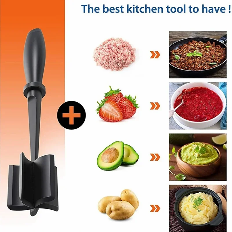Plastic Meat Chopper & Ground Meat Masher – Heat Resistant Kitchen Tool for Cooking & Mixing