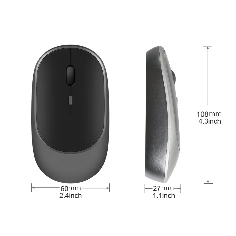 Congdi Dual Mode Wireless Mouse - Bluetooth & 2.4GHz Rechargeable Silent Mouse with 1600 DPI | 4-Button Opto-Electronic Mouse for Laptop, PC, iPad & MacBook