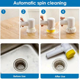 Electric Spin Cleaning Brush - USB Rechargeable Handheld Power Scrubber for Kitchen & Bathroom