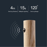Auto LED Wireless Magnetic Night Light with PIR Motion Sensor – USB Rechargeable Wood Lamp for Hallways, Cabinets & Bedrooms