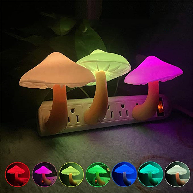 LED Mushroom Night Light with Smart Light Sensor – Warm White Wall Plug Lamp for Bedroom & Home Décor (AU Plug)