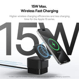 25W 3-in-1 Magnetic Wireless Charging Station | 360° Rotatable Stand for iPhone, AirPods & Apple Watch | Foldable Fast Charger with Retractable Cable