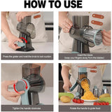 3-in-1 Rotary Cheese Grater & Vegetable Slicer – Manual Stainless Steel Kitchen Cutter Tool