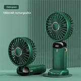Handheld Foldable Mini Fan – 5-Speed USB Rechargeable Neck Hanging Fan with Phone Stand & Display Screen (1800mAh Battery)
