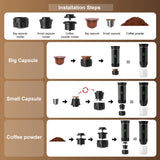 DENOKIN Portable Espresso Machine 3-in-1 | 20 Bar Pressure with Heating Function, Compatible with Ground Coffee & Capsules | USB-C Rechargeable for Travel, Camping & Home