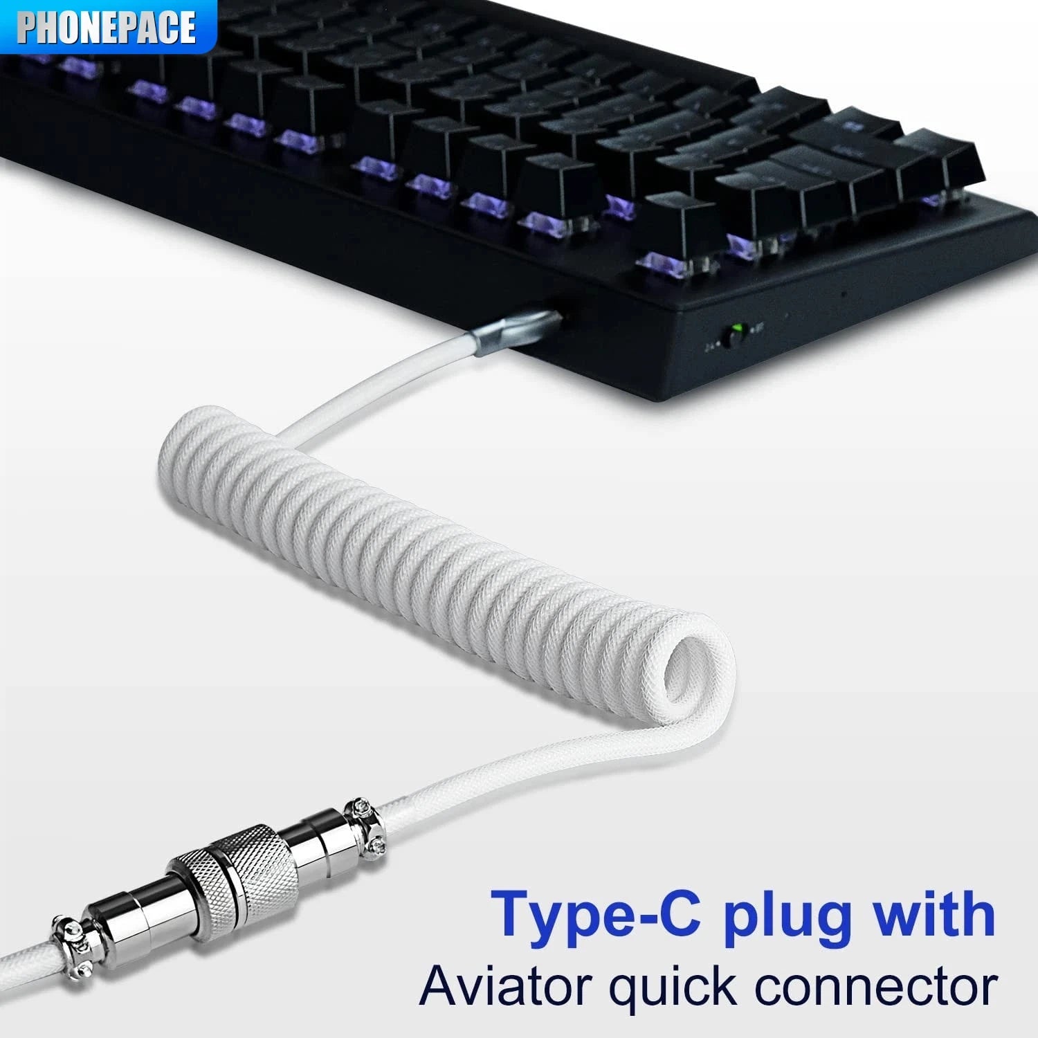 Mechanical Keyboard Coiled Cable USB Type-C – Aviator Connector Custom Keyboard Cable (Max 3A)