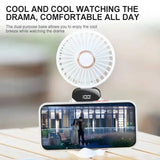Handheld Foldable Mini Fan – 5-Speed USB Rechargeable Neck Hanging Fan with Phone Stand & Display Screen (1800mAh Battery)