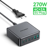 200W GaN Desktop Charging Station - 5-Port Fast Charger with PD 3.0, QC 4.0 & Huawei SuperCharge | Compatible with Laptop, Phone, Tablet & More