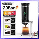 DENOKIN Portable Espresso Machine 3-in-1 | 20 Bar Pressure with Heating Function, Compatible with Ground Coffee & Capsules | USB-C Rechargeable for Travel, Camping & Home