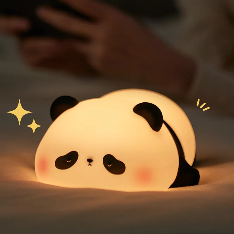 Cute Panda LED Night Light – Rechargeable Soft Silicone Lamp with Color Changing Light