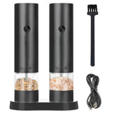 Electric Salt and Pepper Grinder Set - Automatic Gravity-Activated Mills with Adjustable Coarseness | USB Rechargeable Spice Grinders for Kitchen