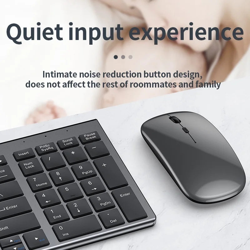 JOMAA Multi-Device Wireless Keyboard and Mouse Combo | Bluetooth & 2.4GHz Ergonomic Set with Multimedia Keys | Slim Design for Laptop, PC, Tablet
