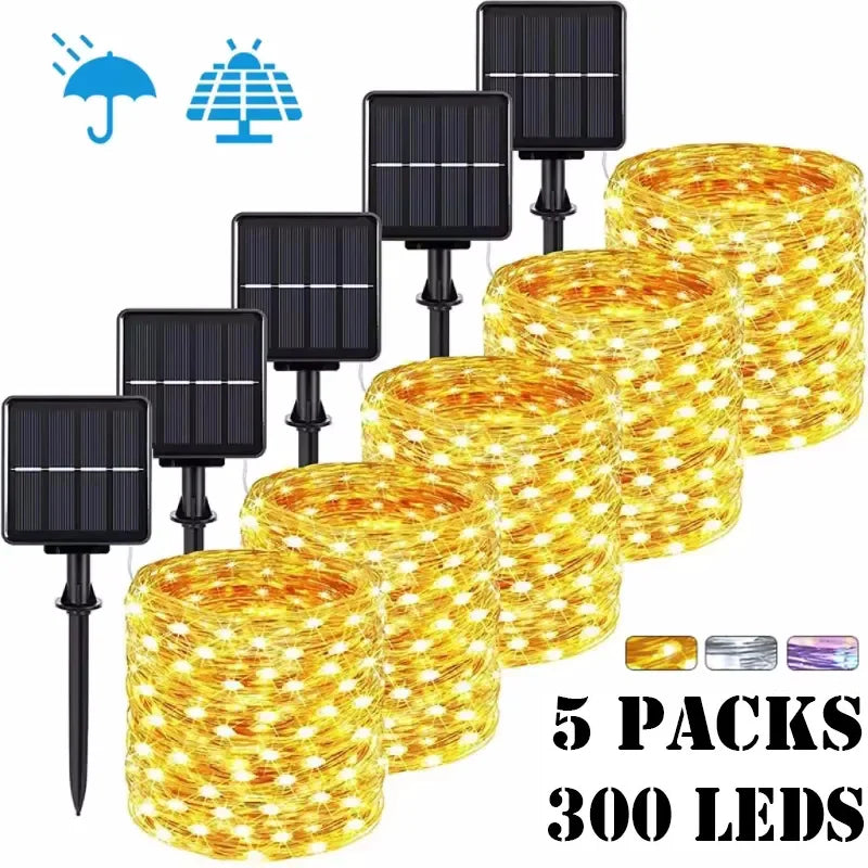 LED Solar Garden Fairy String Lights | Waterproof Outdoor Twinkle Lights for Christmas, Patio & Parties