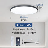 MARPOU Smart Ceiling Light LED - Dimmable Modern Ceiling Lamp with APP & Remote Control | 3 Size Options, 3000K-6500K Color Temperature, 20%-100% Brightness
