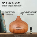 Wood Grain Ultrasonic Air Humidifier 500ml – 5-in-1 Essential Oil Diffuser with 7 LED Colors, Timer & Remote | HUMI Brand
