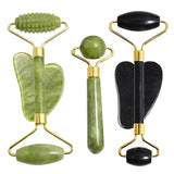 AYHle Natural Jade Roller & Gua Sha Set | Xiuyan Stone Facial Massager for Anti-Wrinkle, Lifting & Puffiness Reduction | Dual-Ended Roller & Scraper