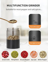 Electric Salt and Pepper Grinder Set - Automatic Gravity-Activated Mills with Adjustable Coarseness | USB Rechargeable Spice Grinders for Kitchen
