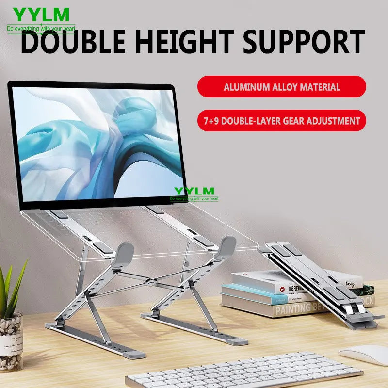 YYLM N8 Adjustable Aluminum Laptop Stand – Foldable Portable Cooling Stand for MacBook & Notebook