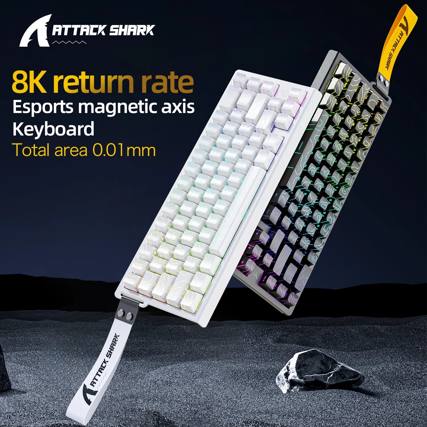 Attack Shark X68HE Mechanical Gaming Keyboard - 68-Key Hot-Swappable with 8000Hz Polling & PBT Keycaps | RGB Backlit Wired Keyboard for FPS & Competitive Gaming