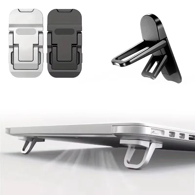 2PCS Mini Foldable Laptop Stand – Invisible Self-Adhesive Adjustable Notebook & Keyboard Riser