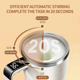 Self-Stirring Coffee Mug 380ml – Automatic Electric Mixing Cup with Temperature Display (USB Charging)