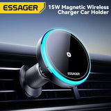 Essager Magnetic Wireless Car Charger 15W – RGB Seven-Color Fast Charging Phone Holder Mount for iPhone 15/14/13 & Android