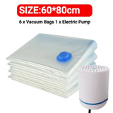 Reusable Vacuum Storage Bags with Hand Pump – Space Saving Clothes & Blanket Organizer