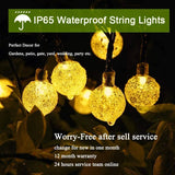 GASISTER 10m Solar String Lights with 60 LED Crystal Globes | IP65 Waterproof 8 Modes Outdoor Fairy Lights for Garden, Patio & Holiday Decor