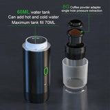 DENOKIN Portable Espresso Machine 3-in-1 | 20 Bar Pressure with Heating Function, Compatible with Ground Coffee & Capsules | USB-C Rechargeable for Travel, Camping & Home