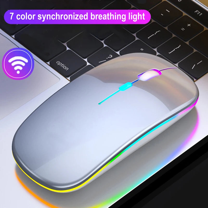 Congdi Silent Wireless Mouse - Bluetooth & 2.4GHz Dual Mode Rechargeable Mouse with LED Backlight | 1600 DPI Portable Mouse for Laptop, Tablet & PC