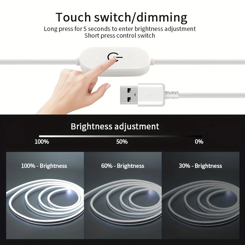 Saimili USB LED Neon Strip Light – Dimmable Touch Sensor Waterproof Flexible Silicone Light for Room & Outdoor Decor