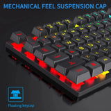 kebidumei 104-Key Mechanical Feel Wired Keyboard | 3-Color Backlit USB Gaming Keyboard with Floating Keycaps & Water-Resistant Design for Desktop/Laptop