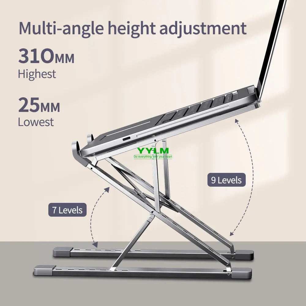 YYLM N8 Adjustable Aluminum Laptop Stand – Foldable Portable Cooling Stand for MacBook & Notebook