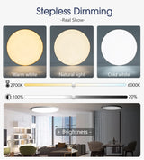 MARPOU Smart Ceiling Light LED - Dimmable Modern Ceiling Lamp with APP & Remote Control | 3 Size Options, 3000K-6500K Color Temperature, 20%-100% Brightness