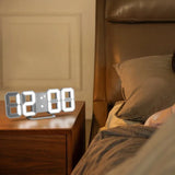 3D LED Digital Alarm Clock with Large Display | Wall or Desktop Clock with 3-Level Brightness Adjustable, Calendar & Snooze Function | Plug-in USB Powered