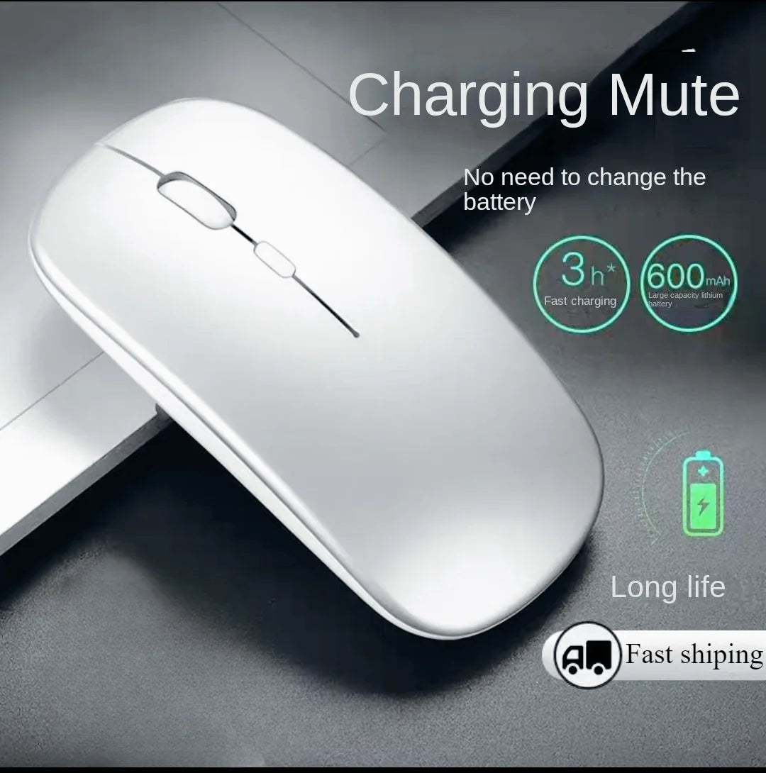 Rechargeable Bluetooth Wireless Mouse – Silent Ergonomic USB Mouse for Laptop, PC & Tablet